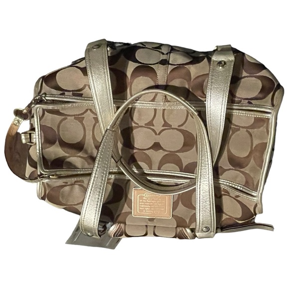 Coach Khaki Monogram Pet Carrier - Gold Leather Accents - Excellent Condition - Picture 8 of 15